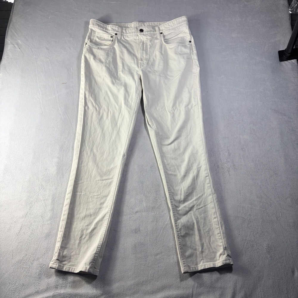 Cremieux Milan Mens 34x32 Off White Cream 5 Pocket Twill Pants Stretch Cotton